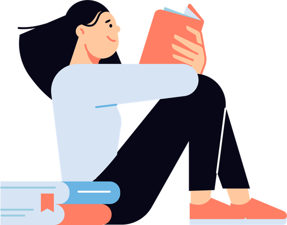 Girl reading book for exam  Illustration