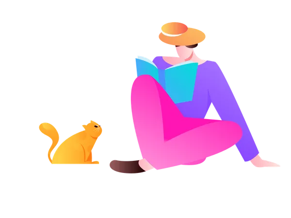 Girl reading book for gain knowledge  Illustration