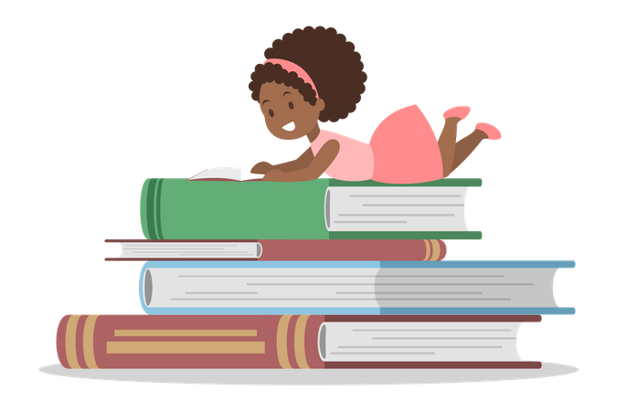 Girl reading book  Illustration