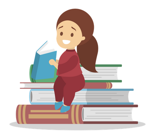 Girl reading book  Illustration