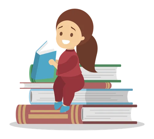 Girl reading book  Illustration