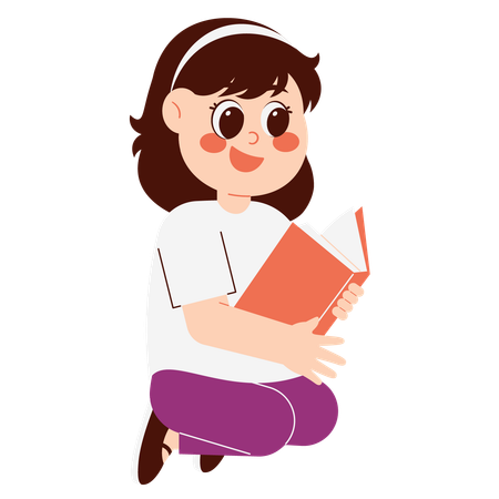 Girl Reading Book  Illustration