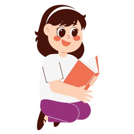 Girl Reading Book  Illustration