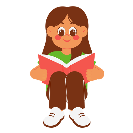 Girl Reading Book  Illustration