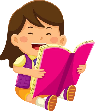 Girl Reading Book  Illustration