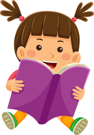 Girl Reading Book  Illustration