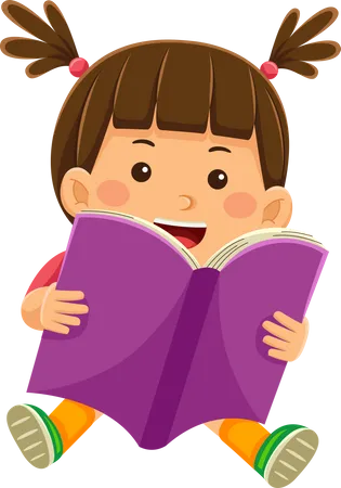 Girl Reading Book  Illustration