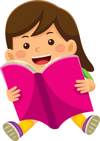 Girl Reading Book  Illustration