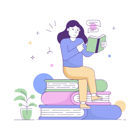 Girl reading book  Illustration