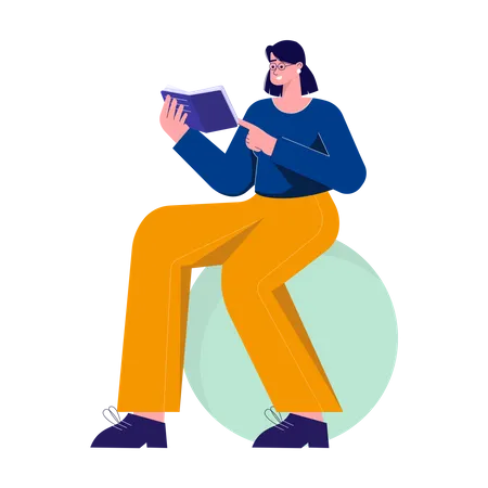 Girl reading book  Illustration