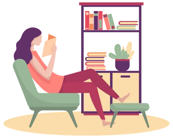 Girl reading book  Illustration