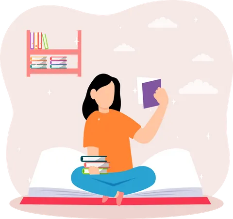 Girl reading book  Illustration