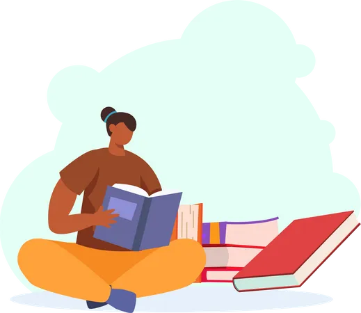 Girl reading book  Illustration