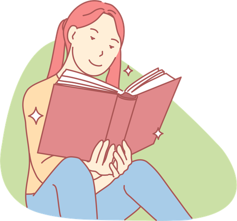 Girl reading book  Illustration