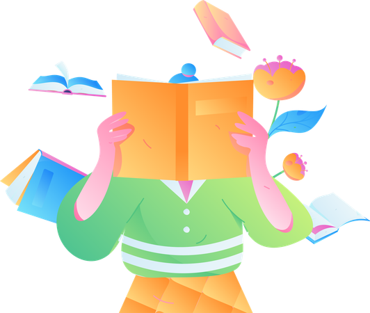 Girl reading book  Illustration