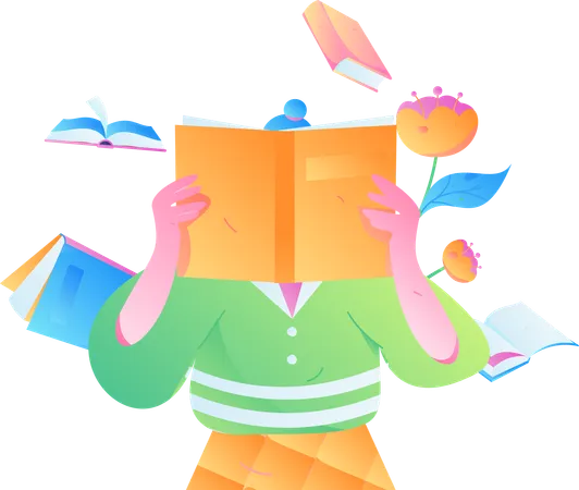 Girl reading book  Illustration