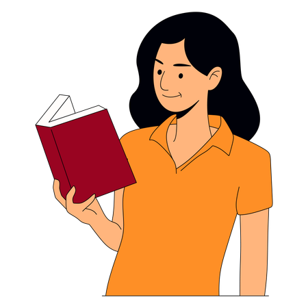 Girl Reading Book  Illustration