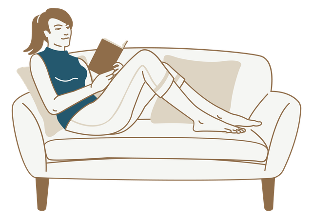 Girl Reading book  Illustration