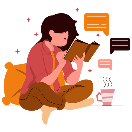 Girl reading book  Illustration