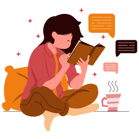 Girl reading book  Illustration