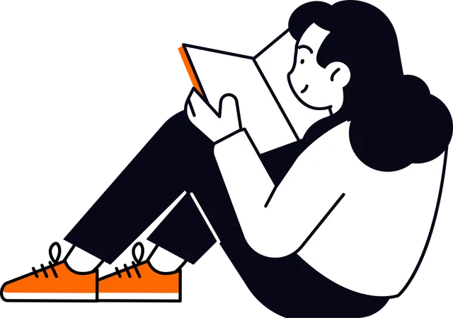 Girl Reading Book  Illustration