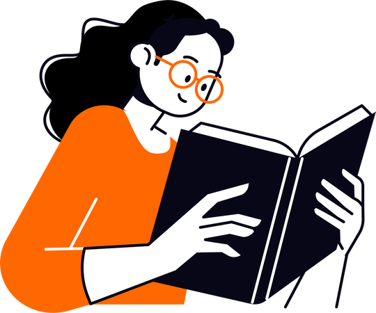 Girl Reading Book  Illustration