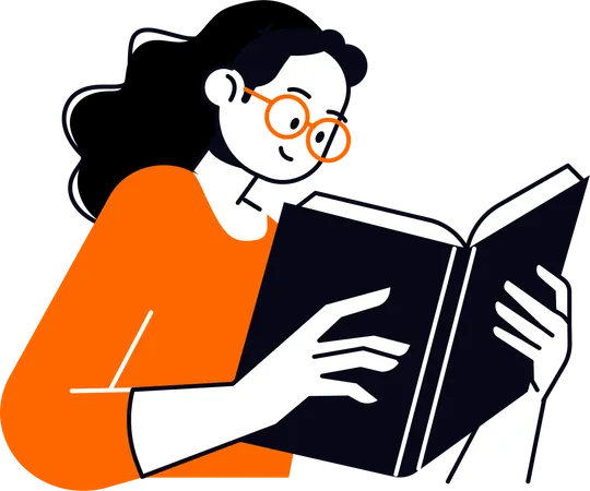 Girl Reading Book  Illustration