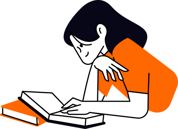 Girl Reading Book  Illustration