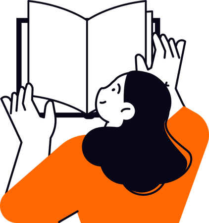 Girl Reading Book  Illustration