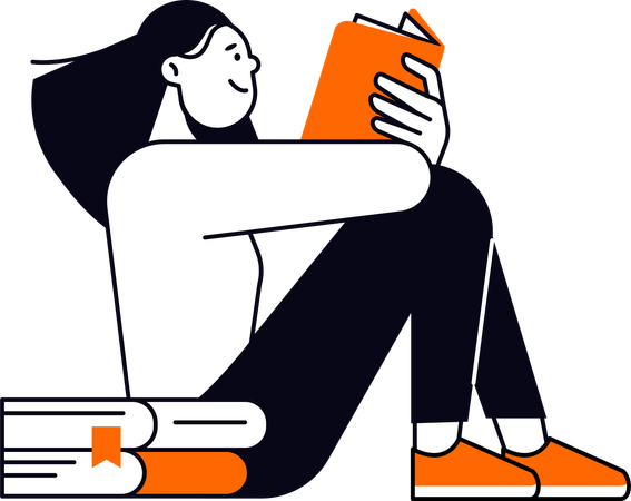 Girl Reading Book  Illustration