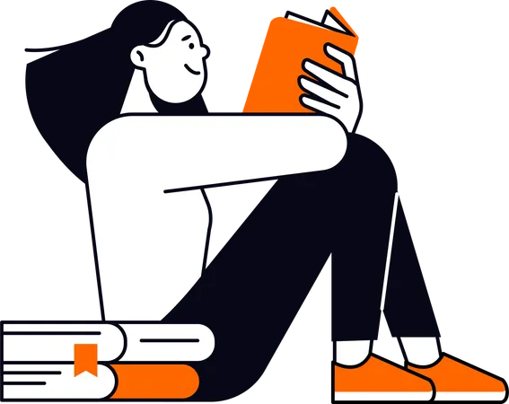 Girl Reading Book  Illustration