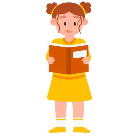 Girl Reading Book  Illustration