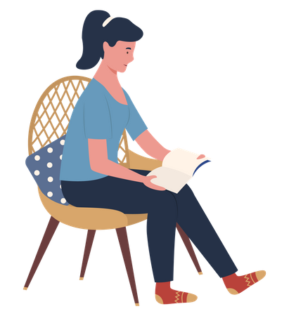 Girl reading book  Illustration