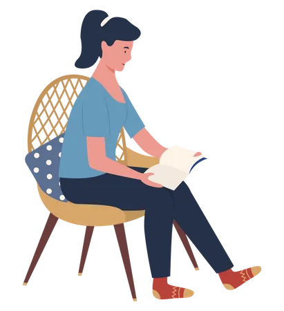 Girl reading book  Illustration