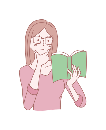 Girl reading book  Illustration