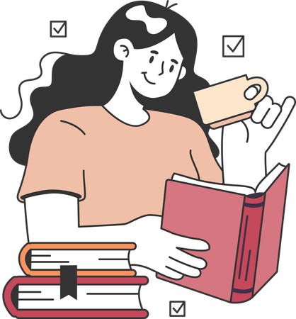 Girl reading book  Illustration