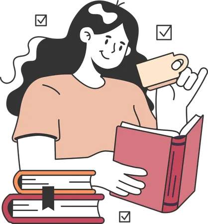 Girl reading book  Illustration