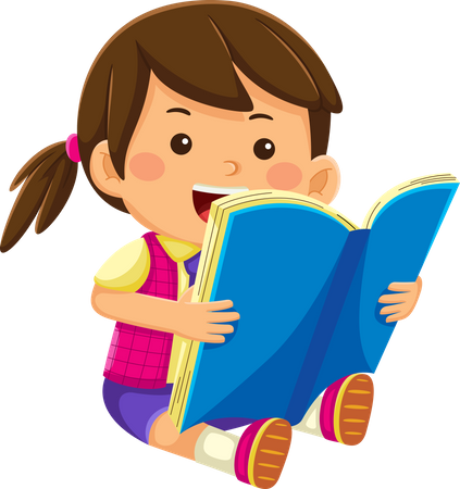 Girl Reading Book  Illustration