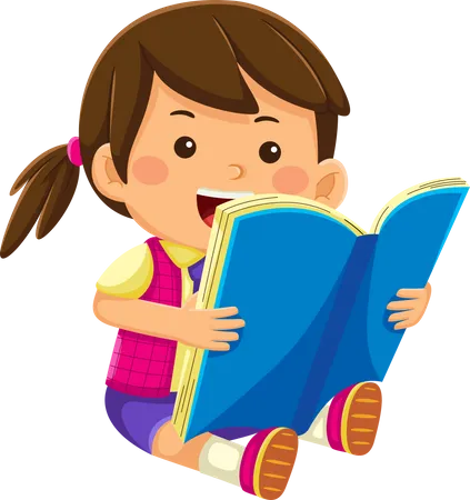 Girl Reading Book  Illustration