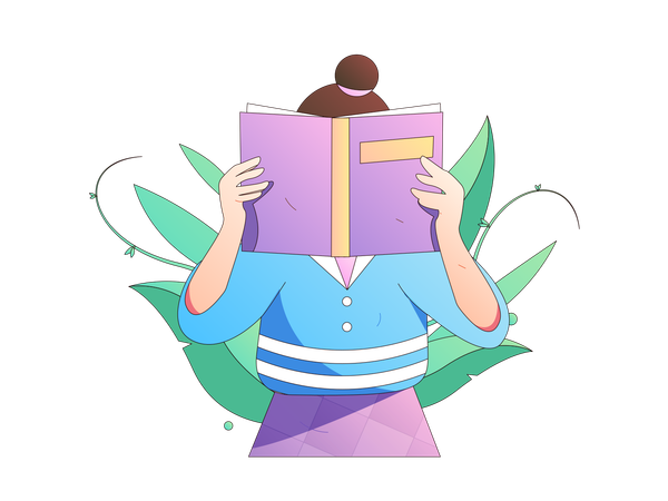 Girl reading book  Illustration