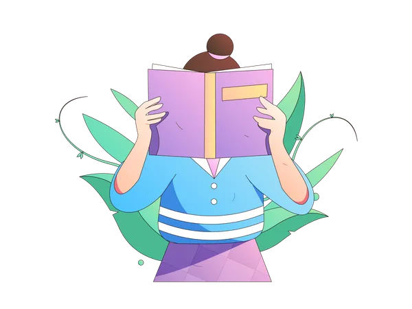 Girl reading book  Illustration