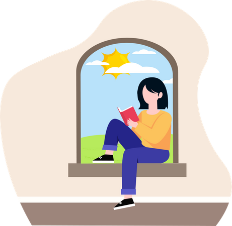 Girl reading book  Illustration