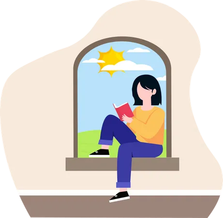 Girl reading book  Illustration