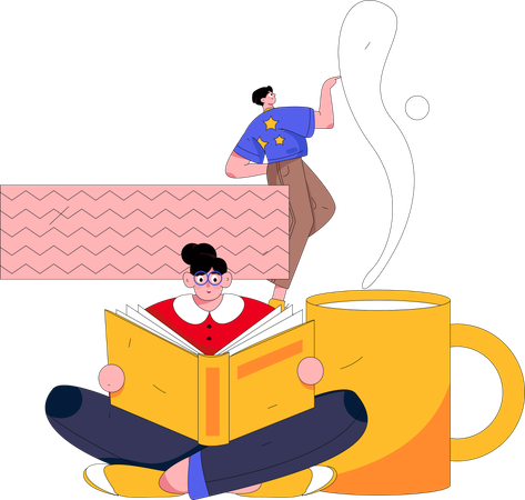 Girl reading book  Illustration