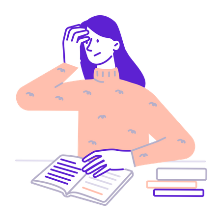 Girl reading book  Illustration