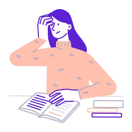 Girl reading book  Illustration