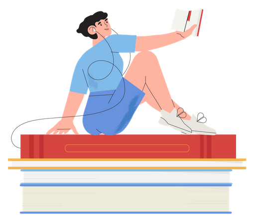 Girl reading book  Illustration