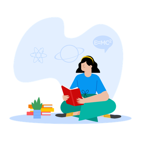 Girl reading book  Illustration