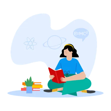 Girl reading book  Illustration