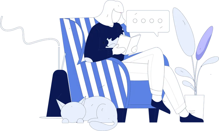 Girl reading book  Illustration